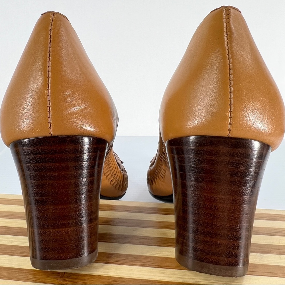Etienne Aigner Sz 9M Genuine Leather Loafer Pump Heel Brown Drew Closed Toe - Picture 6 of 14